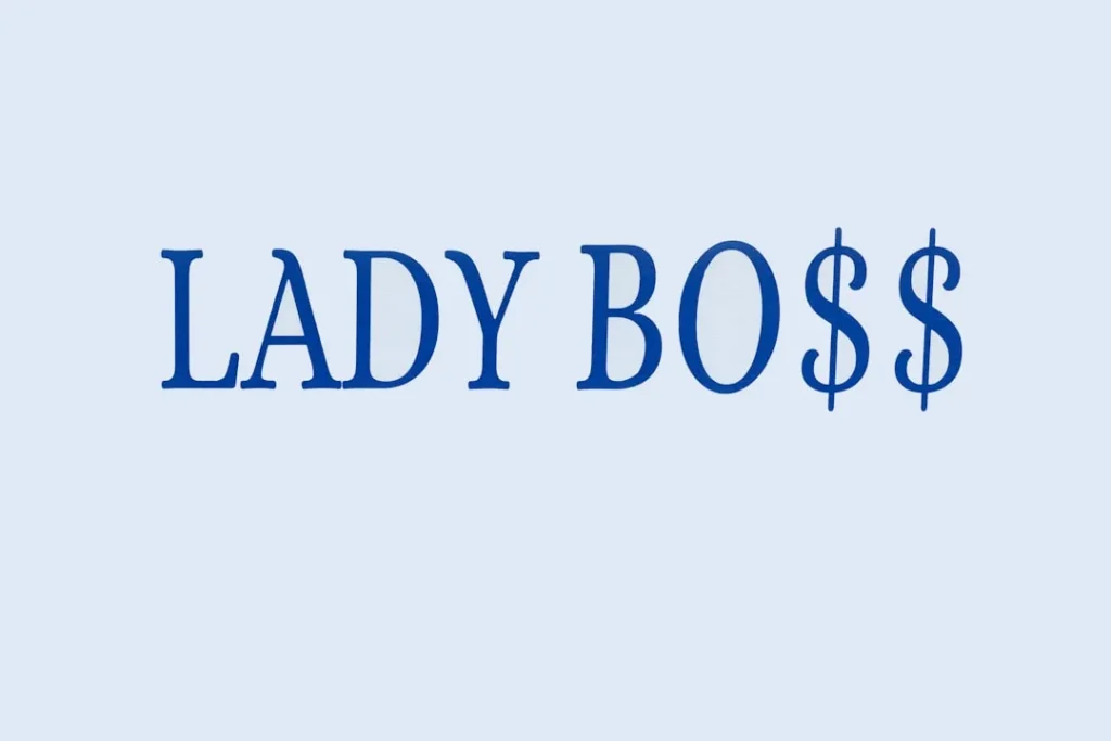 The lady boss logo with a blue background