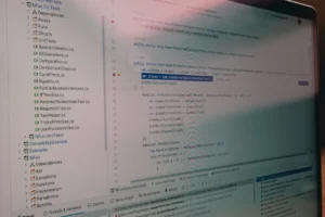 Computer screen showing lines of code.