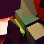 A bunch of different shapes and sizes on a purple background