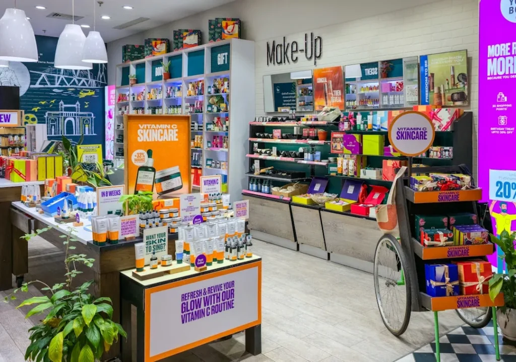 Interior of a retail store selling beauty products.