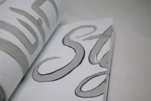 A close up of a paper with a logo on it